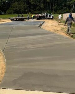 Concrete Driveway Pour in Progress in Wilmington, NC