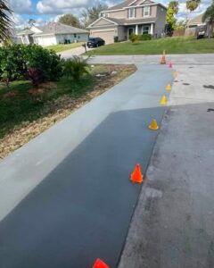Fresh Driveway Pour With Markers in Wilmington, NC